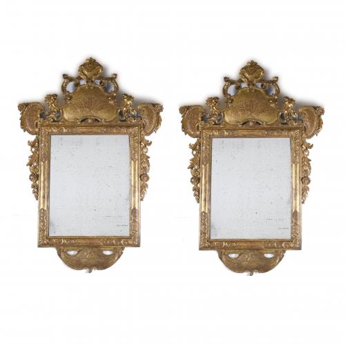 TWO LARGE WALL MIRRORS, 19TH CENTURY.