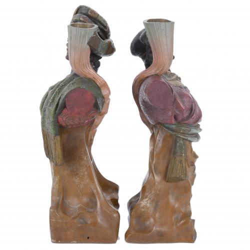 PAIR OF SCULPTURES-CANDLESTICKS, AFTER AUSTRIAN MODELS, 20T