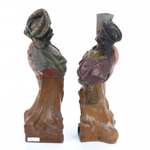 PAIR OF SCULPTURES-CANDLESTICKS, AFTER AUSTRIAN MODELS, 20T