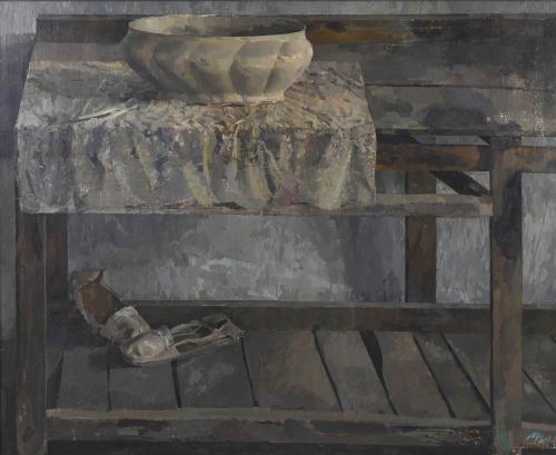 FÉLIX DE CARDENAS (1950). "MESA CON FUENTE Y ZAPATILLAS", SEVILLA.