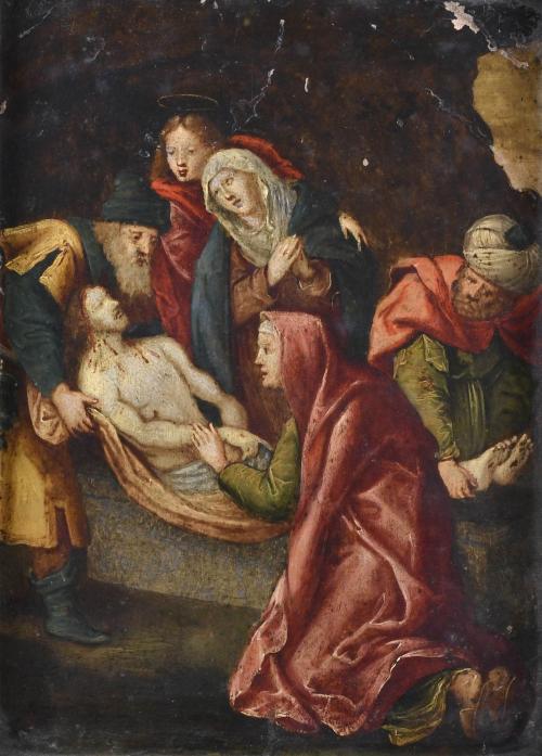 16TH-17TH CENTURY FLEMISH SCHOOL "DEPOSITION OF THE BODY OF