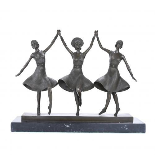 SIGUIENDO MODELOS DE DEMÉTRE CHIPARUS (1886 – 1947). "TRES BAILARINAS RUSAS".