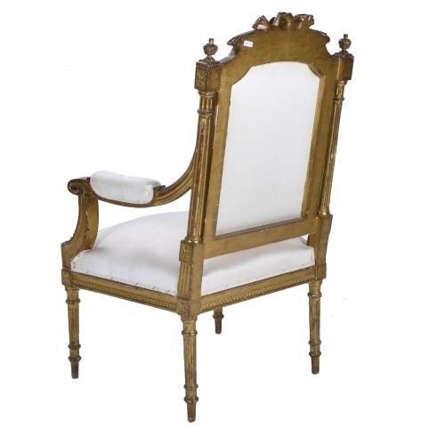 SILLÓN FRANCÉS ESTILO LUIS XVI, SEGUNDA MITAD SIGLO XIX.