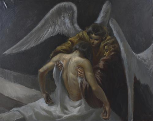 ALFRED OPISSO CARDONA (1907-1980). "CRISTO SOSTENIDO POR ÁN