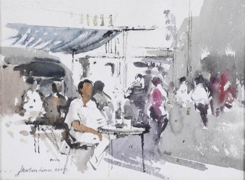 JOSEP MARTÍNEZ LOZANO (1923-2006). "TERRAZA DE UN BAR", 1992.