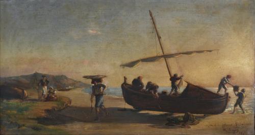 MANUEL CUYÁS AGULLO (19TH-20TH C.). "FINAL DE JORNADA", 1876.