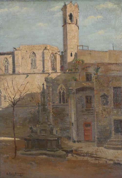 OCTAVIO BIANQUI Y SÁNCHEZ (1872-1936) "UN RINCÓN EVOCADOR, PLAZA DEL REY", BARCELONA.