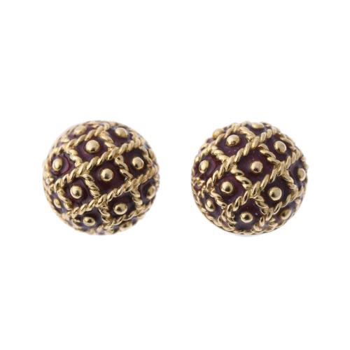 ENAMEL BUTTON EARRINGS.