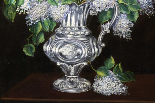 ÁNGELES AMUNDARAIN (20TH CENTURY). "LILACS STILL LIFE".