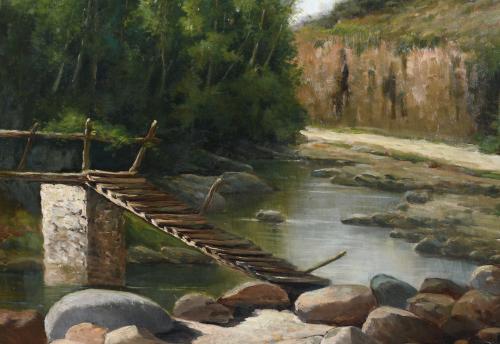 ANTONI ROS I GUELL (1873-1954) "PAISAJE FLUVIAL".