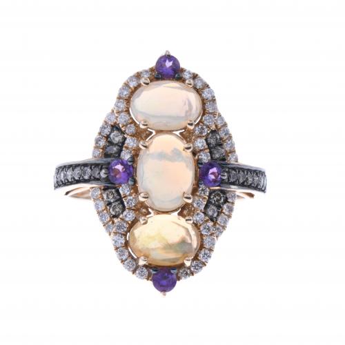 OPALS AND DIAMONDS RING.