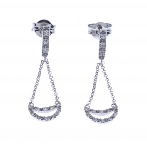 LONG HALF MOON DIAMONDS EARRINGS.