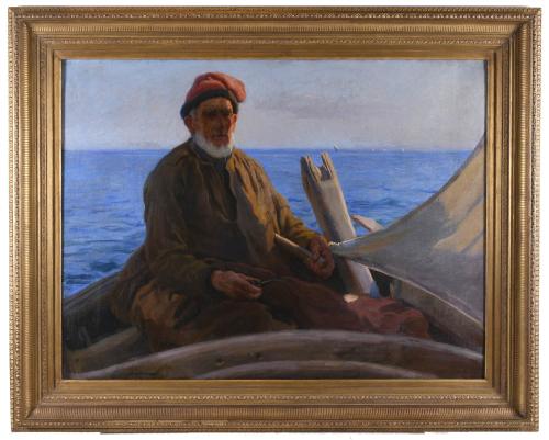 LAUREÀ BARRAU BUÑOL (1864-1957) "FISHERMAN", Ca. 1908.