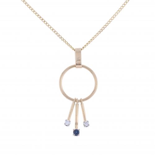 DIAMONDS AND SAPPHIRE PENDANT.