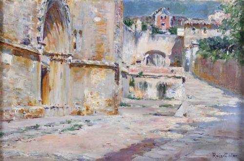 JOAN ROIG Y SOLER (1852-1909). "PLAÇA DE L'ESGLESIA", PEDRALBES.