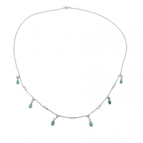 CHOKER WITH EMERALDS AND DIAMONDS.