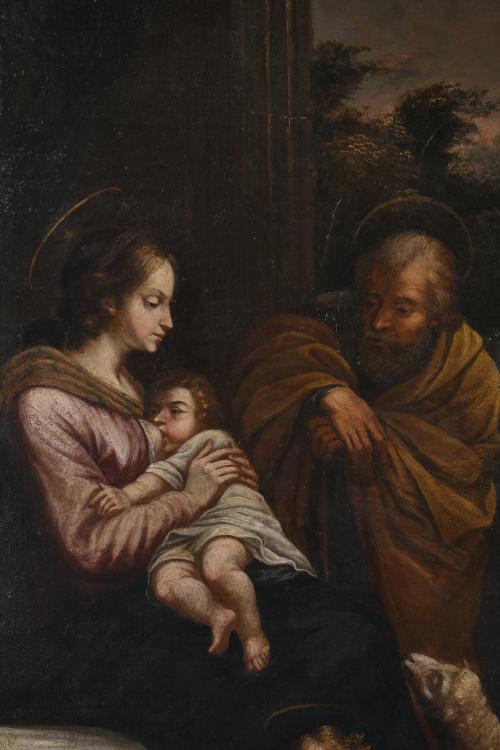 ITALIAN OR FRENCH SCHOOL, 17TH CENTURY. "HOLY FAMILY WITH S