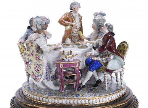 "GALLANTIC SCENE", FRENCH FIGURAL GROUP, FIRST HALF OF THE