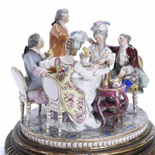 "GALLANTIC SCENE", FRENCH FIGURAL GROUP, FIRST HALF OF THE