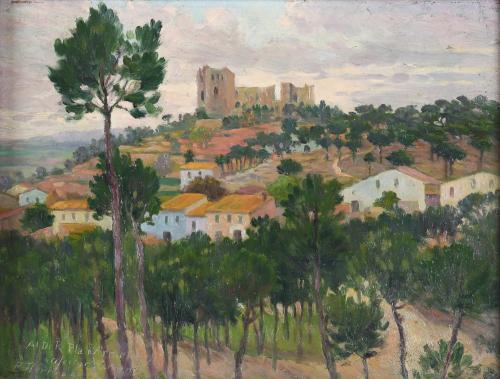 PRUDENCI BERTRANA (1867-1941). "VIEW OF A VILLAGE".