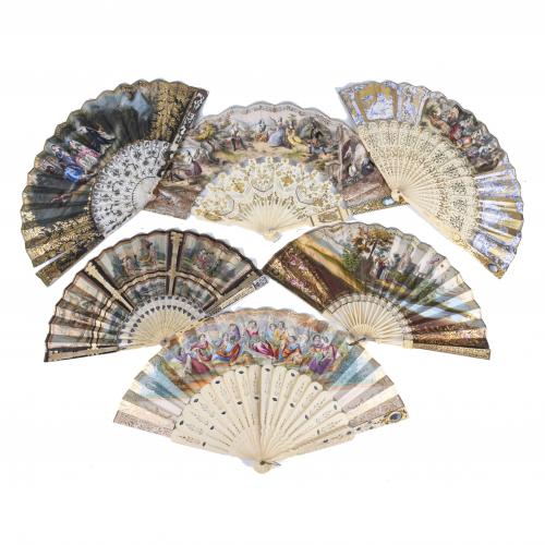 LOT OF SIX FANS, LATE 19TH - EARLY 20TH CENTURY.