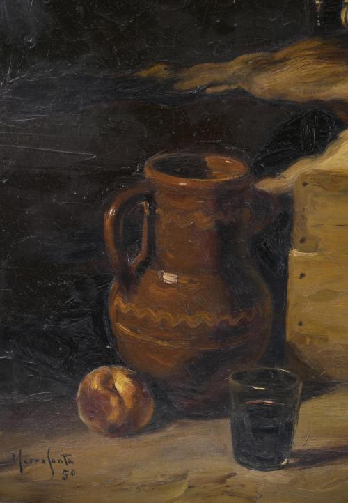 JOSEP SERRASANTA (1916-1998). "BODEGÓN DE CAZA", 1950.