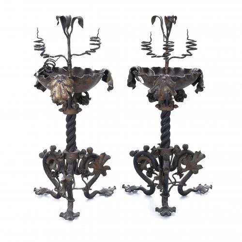 PAIR OF CATALAN MODERNIST CANDELABRA, LATE 19TH - EARLY 20TH CENTURY