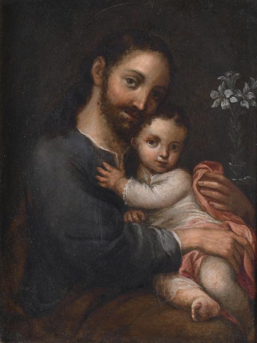 SPANISH OR COLONIAL SCHOOL, 18TH CENTURY. "SAINT JOSEPH AND