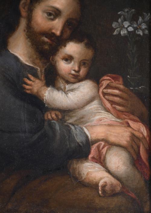 SPANISH OR COLONIAL SCHOOL, 18TH CENTURY. "SAINT JOSEPH AND