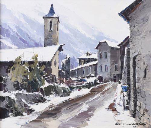 FRANCESC GALOBARDES (1930). "VIEW OF SISPONY (ANDORRA)", 1977.