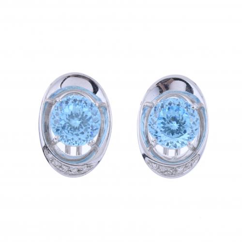 EARRINGS WITH LARGE BLUE TOPAZES.