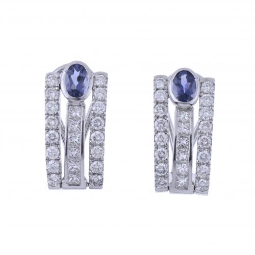 PENDIENTES CON DIAMANTES Y ZAFIROS.