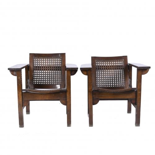 ATTRIBUTED TO PIERRE DARIEL (20TH CENTURY). PAIR OF "HENDAYE" ARMCHAIRS, 1930'S.