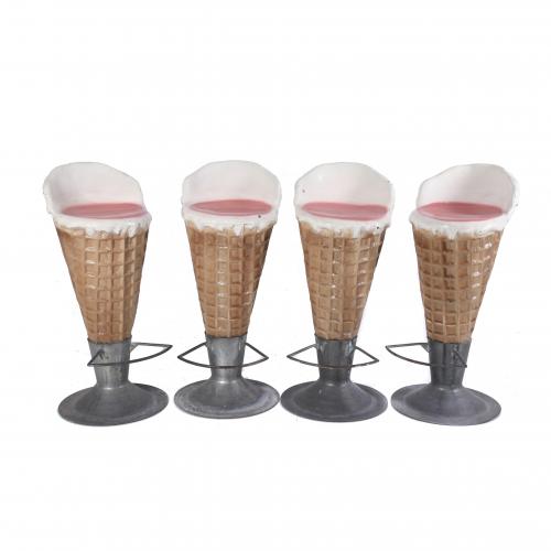 SET OF FOUR "ICE CREAM" BAR STOOLS, 20TH CENTURY.