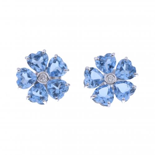 TOPAZES AND DIAMONDS FLORAL EARRINGS.