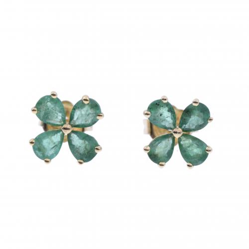 CLOVER EARRINGS WITH FOUR EMERALDS.