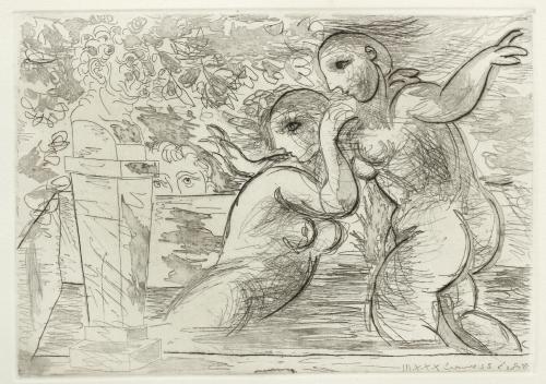 PABLO PICASSO (1881-1973). "LES BAGNISTES SURPRISES (THE SURPRISED BATHERS)", 1933.