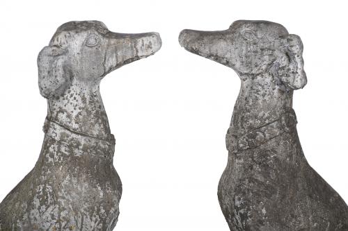 PAIR OF DECORATIVE SEATED GREYHOUNDS FOR GARDEN, 20TH CENTU