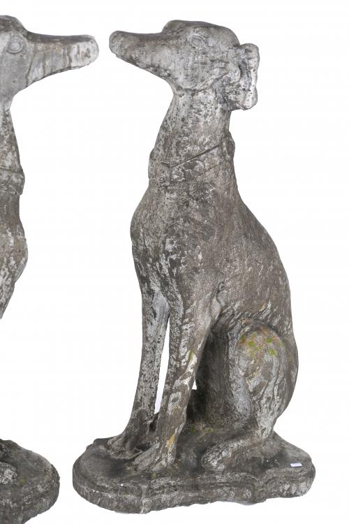 PAIR OF DECORATIVE SEATED GREYHOUNDS FOR GARDEN, 20TH CENTU