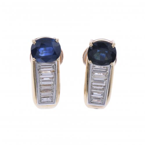 DIAMONDS AND SAPPHIRES EARRINGS.