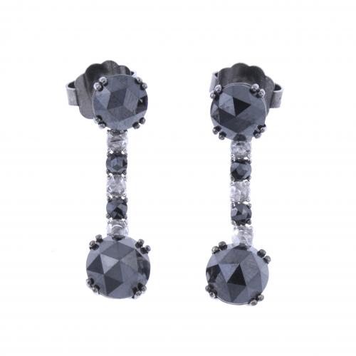 BLACK AND WHITE DIAMONDS LONG EARRINGS.