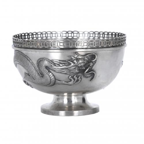 CHINESE SHANGHAI BOWL IN SILVER, LATE 19TH CENTURY-EARLY 20TH CENTURY. 