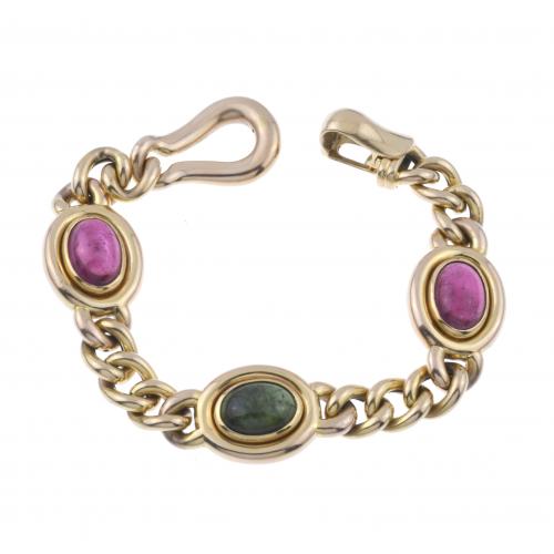 BRACELET WITH TOURMALINES LINKS.