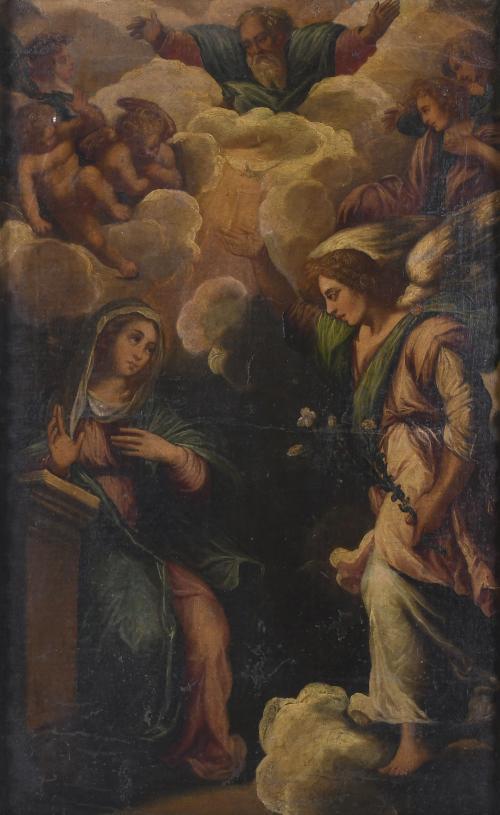 ATTRIBUTED TO THE ITALIAN OR SPANISH SCHOOL, CIRCA 1600. "THE ANNUNCIATION". 