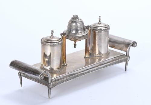 BARCELONA SILVER INKSTAND, 18TH CENTURY.