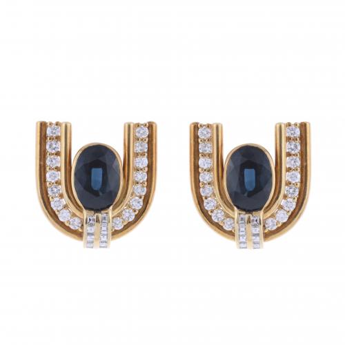 FERRAN CONTRERAS, JEWELLER. EARRINGS WITH DIAMONDS AND SAPPHIRE.