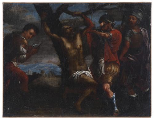 17TH/18TH SPANISH SCHOOL. "MARTYRDOM OF SAINT BARTHOLOMEW".