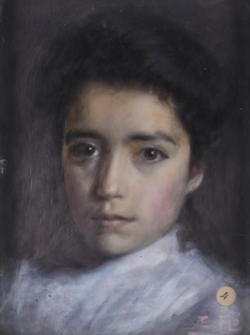 EDUARD FLÒ GUITART (1881-1958). "RETRATO DE UNA NIÑA". 