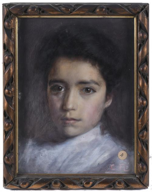 EDUARD FLÒ GUITART (1881-1958). "RETRATO DE UNA NIÑA". 