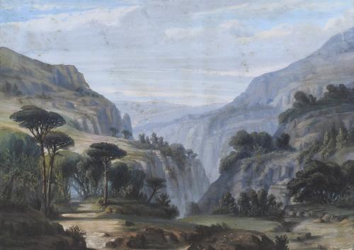 FRENCH OR ITALIAN SCHOOL, 19TH CENTURY. "MOUNTAIN LANDSCAPE".